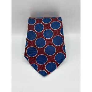 Henry Grethel Silk Necktie Blue Red 3.75”x59” Woven in Italy Classic Tie